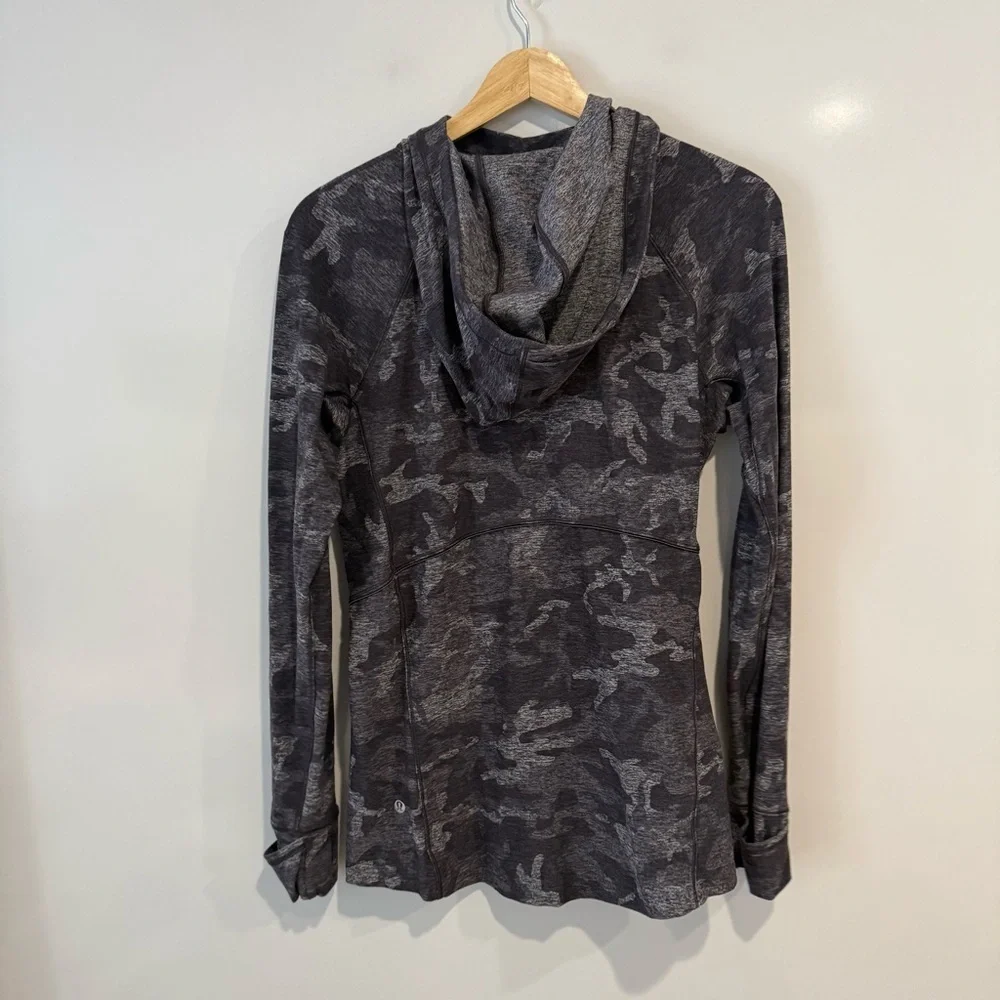 Lululemon Warm Stabilizer 1/2 Zip Hoodie Incognito Camo HTR Black